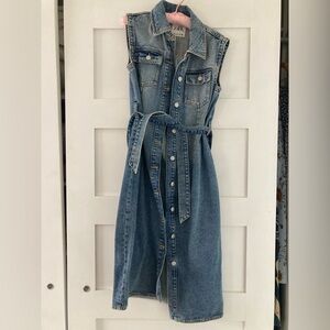 Sleeveless Denim Button-Down Dress